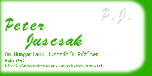 peter juscsak business card